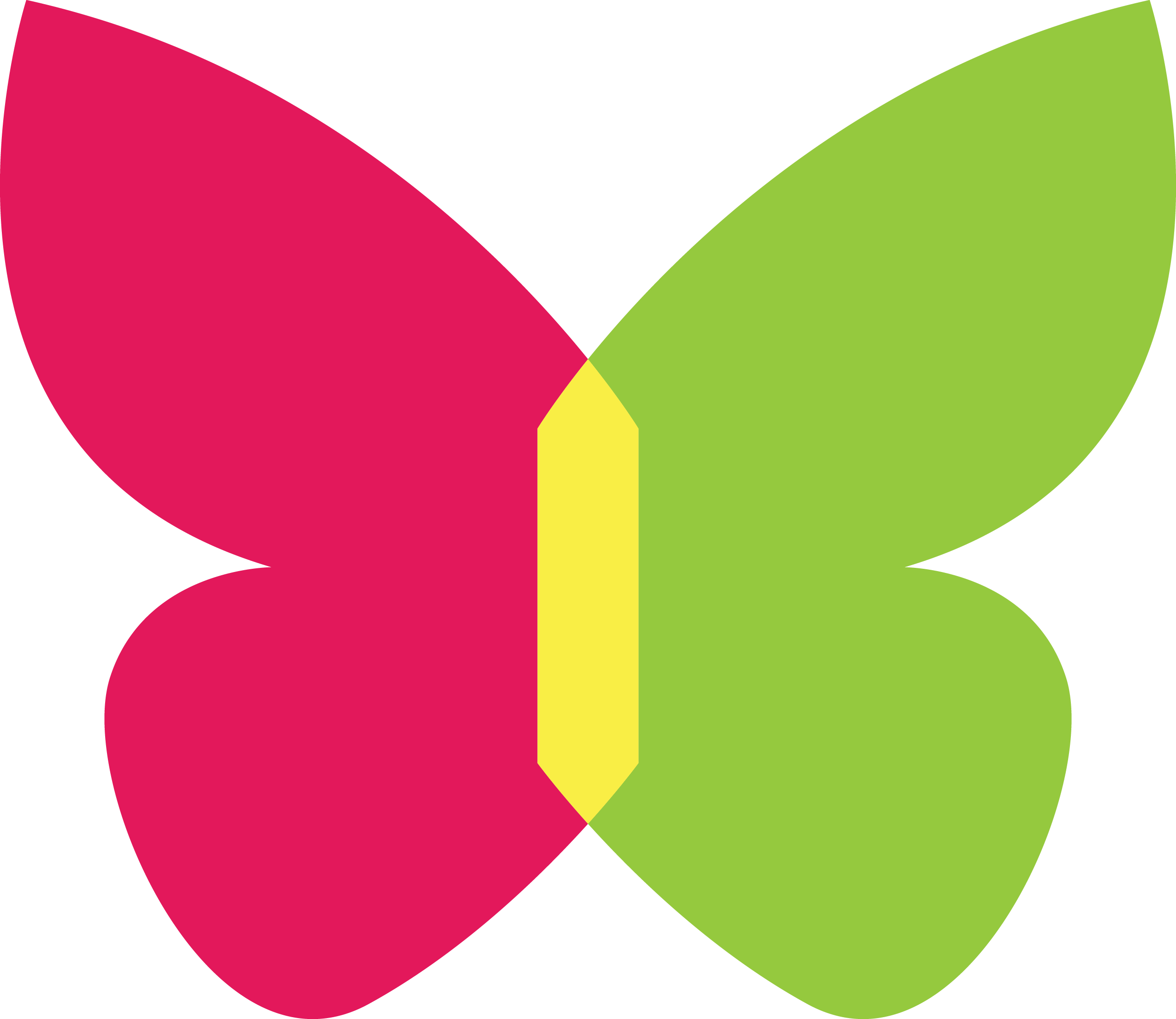 Magenta and green butterfly logo